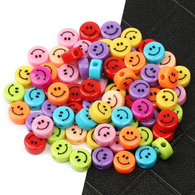 GUOOL Colorful Beads Loose, Round Bead Flower Beads Elastic Wire Letter Beads for Hair Accessories Jewelry Making DIY Bracelet Findings Earring Style A