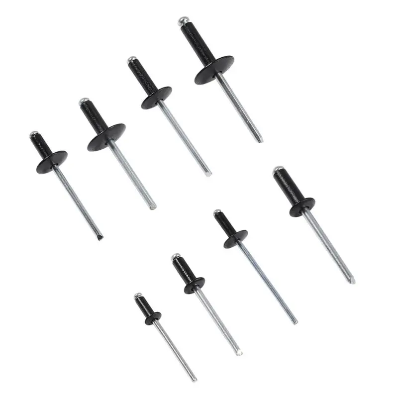 

1 Set Of Assorted Black Rivets Standard & Large Flange Aluminum Alloy 8mm-18mm