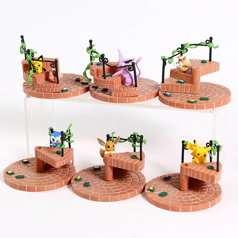 Аниме Монстры шаги пиху Eevee Espeon Rowlet Piplup ПВХ Фигурки Коллекционная модель игрушки 6 шт./компл