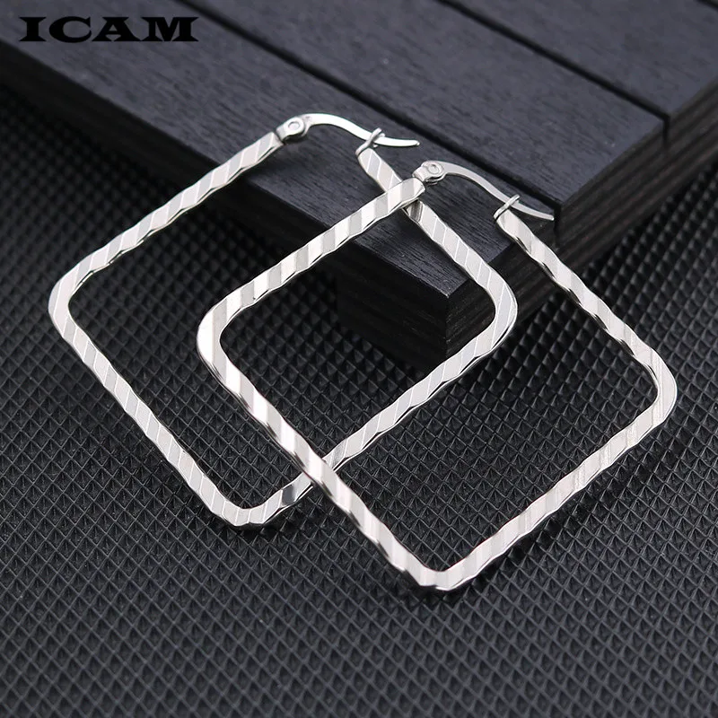 ICAM Новые квадратные серьги-кольца для женщин модные ювелирные изделия пендиентс Boho большие геометрические Простые Вечерние Эффектные серьги под вечернее платье