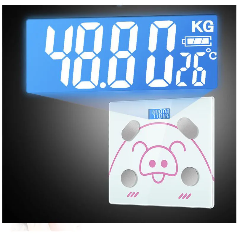 Бытовые электронные весы с высокой точностью, Bluetooth App, вес тела, 180 кг, закаленное стекло, ЖК-дисплей