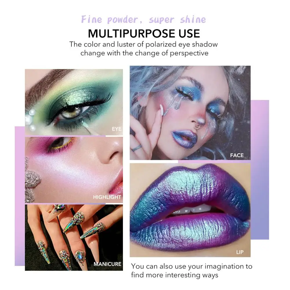 

Chameleon Waterproof Light Changing Glitter Eye shadow Palette of Shadows Shimmer Bling Diamond Metallic Matte Eyeshadow