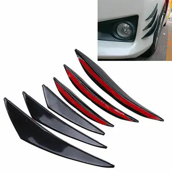 

6Pcs/Set Universal Fit Front Bumper Lip Diffuser Splitter Fins Body Spoiler Canards Valence Chin Car Tuning Canard