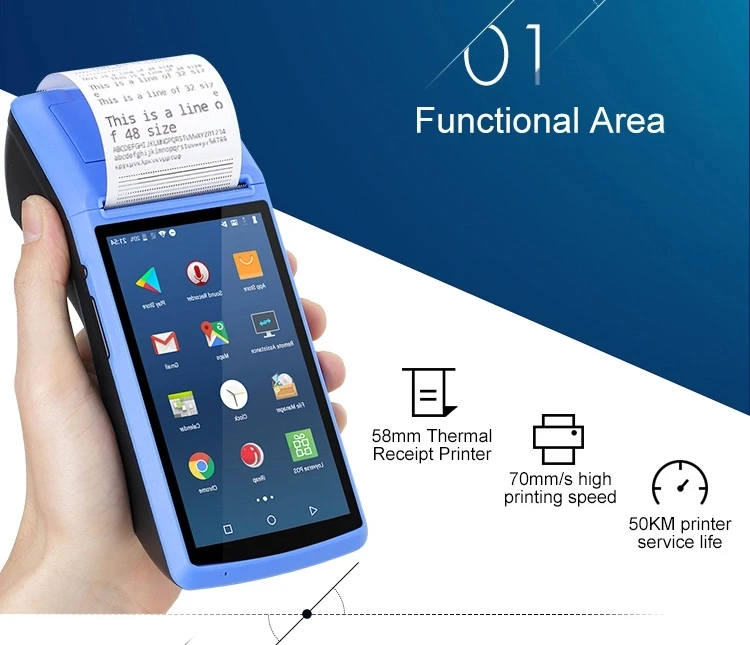 bluetooth small printer Handheld Pos Terminal PDA Android 8.1 With Bluetooth Thermal Receipt Printer Barcode sanner 3G WiFi Mobile Order POS Terminal canon mini printer film