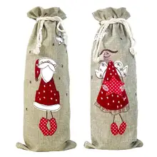 Крышка бутылки вина Рождество снеговик старый человек ткань фланелевая личность нежный для дома год вечерние украшения стола