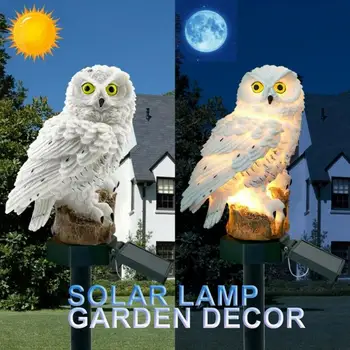 

LED Solar Power Lamp Vivid Owl Bird Shape Outdoor Garden Sculptures Waterproof Bird Resin Yard Sculptures Garden Decor Lighting