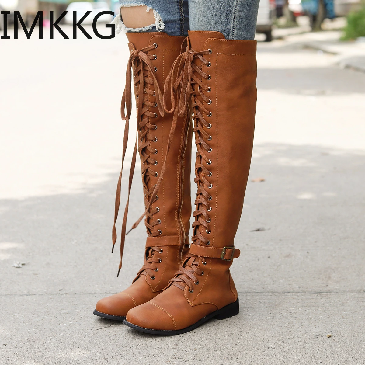 women's lace up over the knee boots