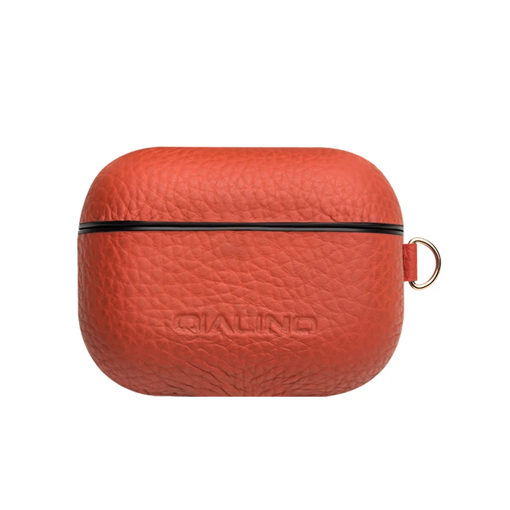 QIALINO мягкий чехол из натуральной кожи для Apple AirPods Pro ручной работы противоударный чехол для наушников для Airpods 3 - Цвет: Оранжевый