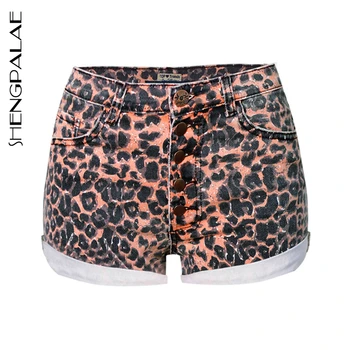 

SHENGPALAE Summer Jeans Woman Cowboy Female Loose Streetwear Stretch Hemming Ladies Breasted Pants Panther Denim Short ZA3941