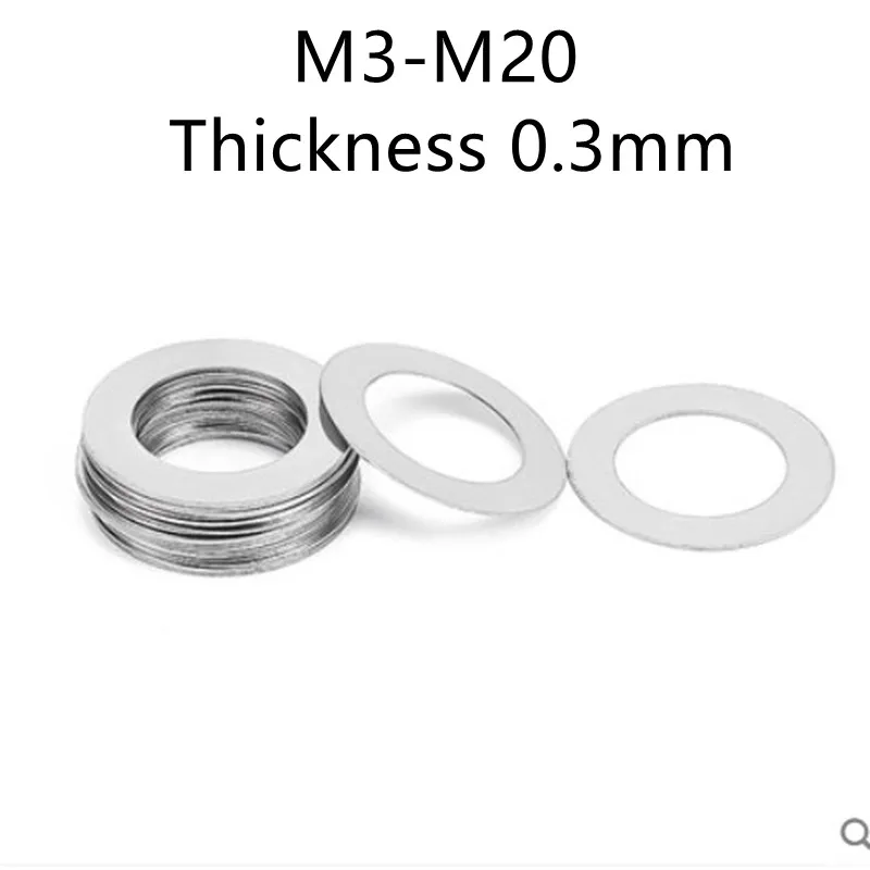 DIN988 Thickness 0.3mm Stainless steel Flat Thin Washer Ultra thin gasket Shim Adjusting gasket M3-M25 Thin shim SUS304 A1