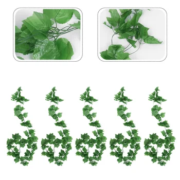

5pcs Simulation Green Plant Artificial Green Vine Fake Grape Leaf for Decoration