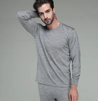 Men's 100% Super soft 17.5micro Merino Wool Thermal Warm Underwear set Breathable Wicking Breathable Tops Pants Set 1