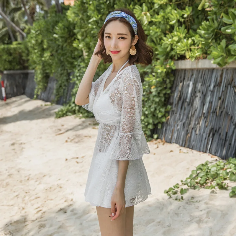 

2018 Split Type New Style Tour Bathing Suit Three-piece Set Underwire Push up Swimwear Boxer Sun-resistant Hot Springs Bathing S