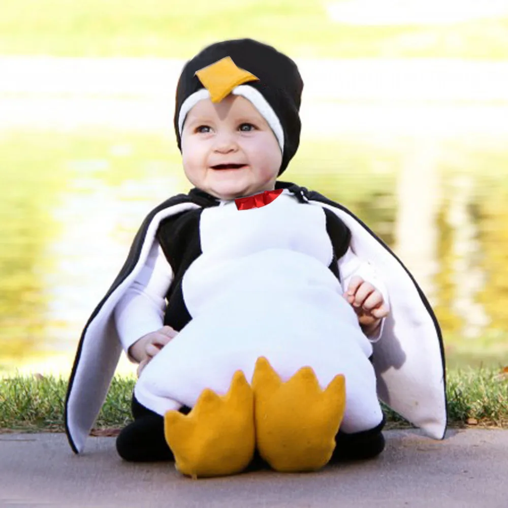 Карнавальный костюм на Хэллоуин для маленьких мальчиков и девочек; Детский комбинезон; комплект одежды для малышей; маскарадные комбинезоны в виде пингвинов; Одежда для младенцев