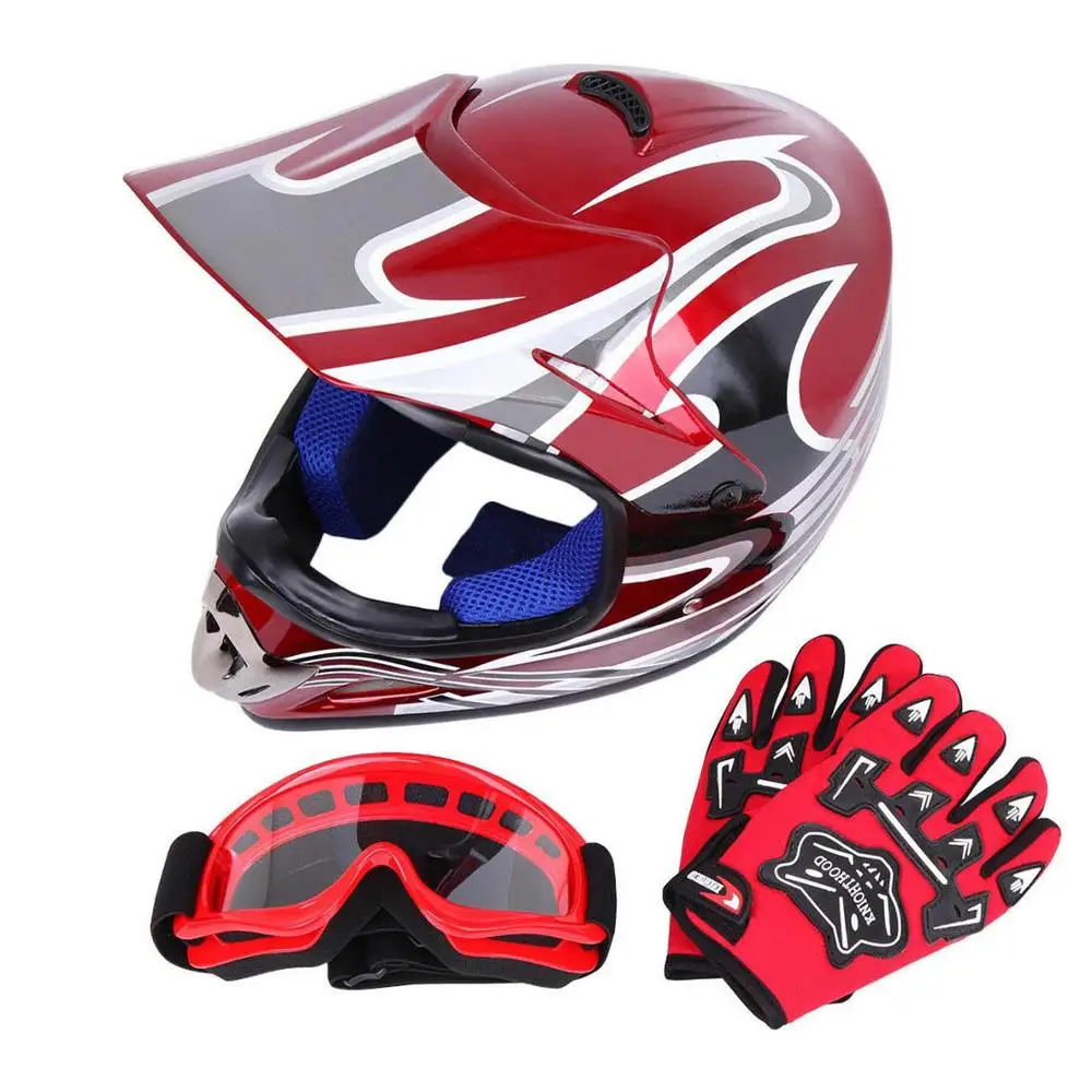 Motorcycle Helmet Professional Racing Motocross Off-Road Helmet With Cross Glasses casque moto Motorbike Full Face Helmet Black