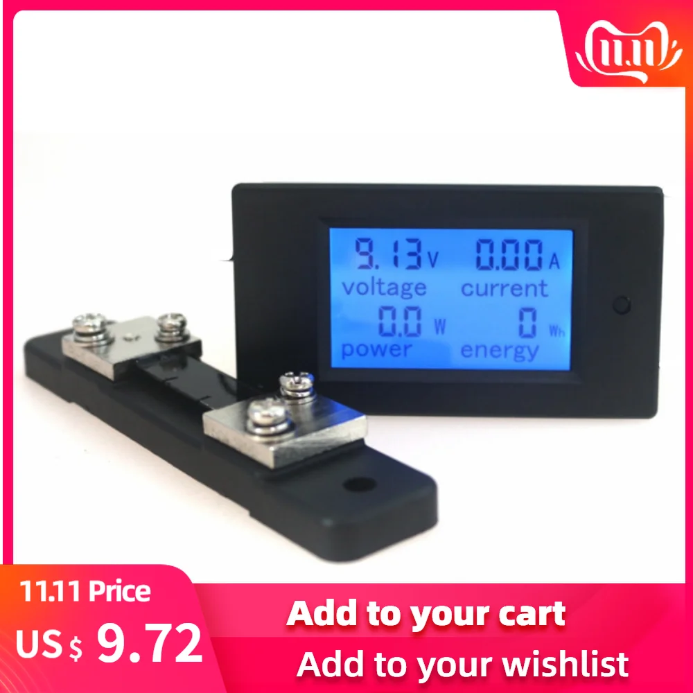 Kaufen DC 6,5 100 V 50A 100 EINE Digital DC Voltmeter Amperemeter LCD 4 in 1 DC Spannung Strom power Energy Meter Detektor Amperímetro Shunt