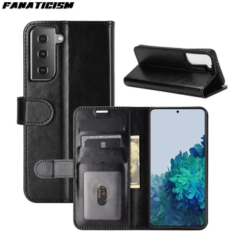 شراء 100 قطعة محفظة جلدية فاخرة الهاتف اغلفة السامسونج غالاكسي S21 S30 اغلفة لينة من البولي يوريثان غطاء الوجه مجنون الحصان نمط الجلد Coque