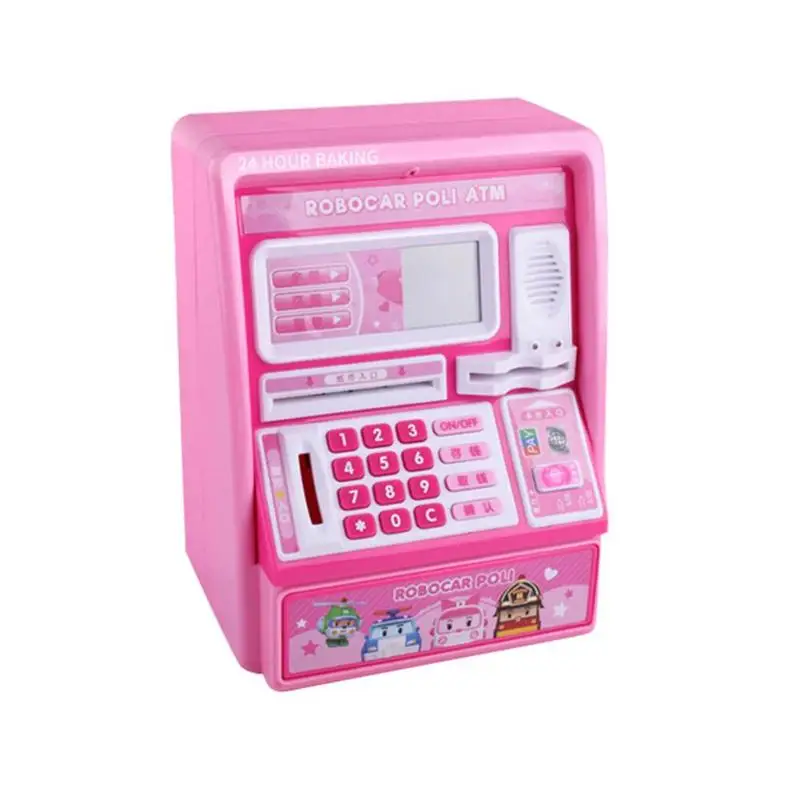 Пластиковые мини-симуляторы Денежная машина ролевые игры для детей Управление денежными средствами Монтессори Развивающие игрушки для детей подарок на день рождения - Цвет: Pink