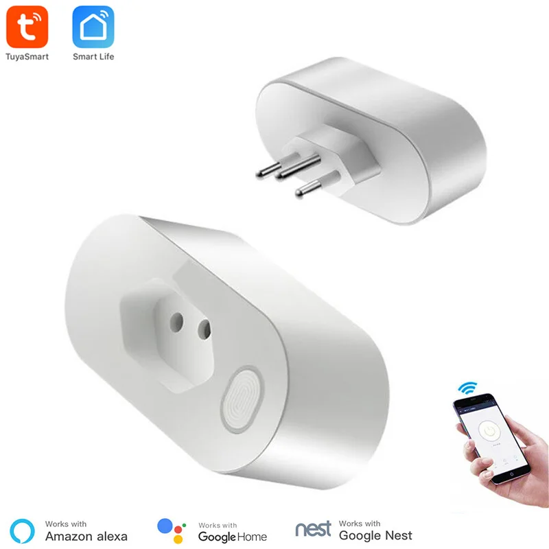 Online Brasil enchufe inteligente estándar WiFi tipo N toma de corriente 16A monitoreo de vida inteligente APP Control de voz a través de Alexa Google A casa