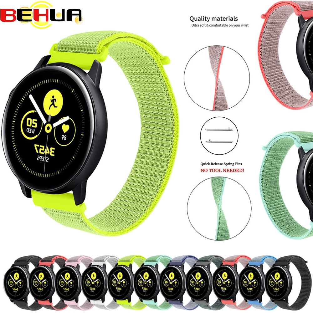 

20mm New Watch Strap Quick Release for Samsung Galaxy Watch Active Band Galaxy 42mm Strap Classic Gear S2 Nylon Sport Watch Band