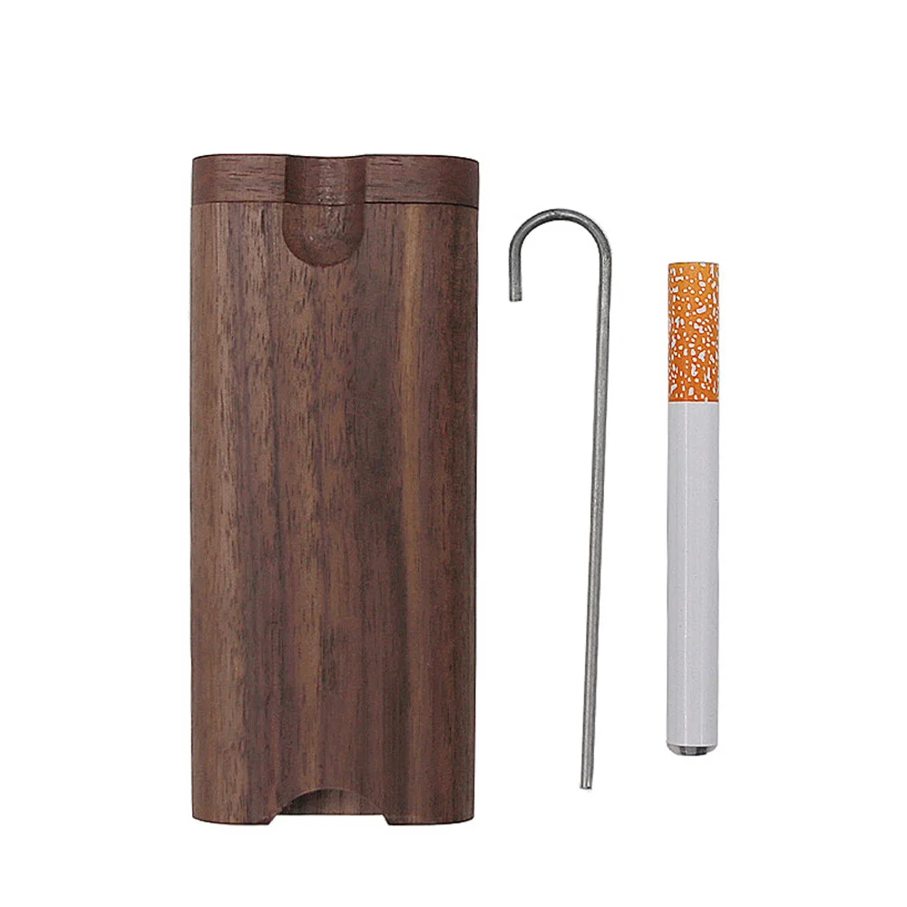 

HORNET Wood Dugout Pipe Set 103MM Tobacco Dugout Storage Container + Ceramic One Hitter Pipe Cigarettte Holder Tobacco Organizer