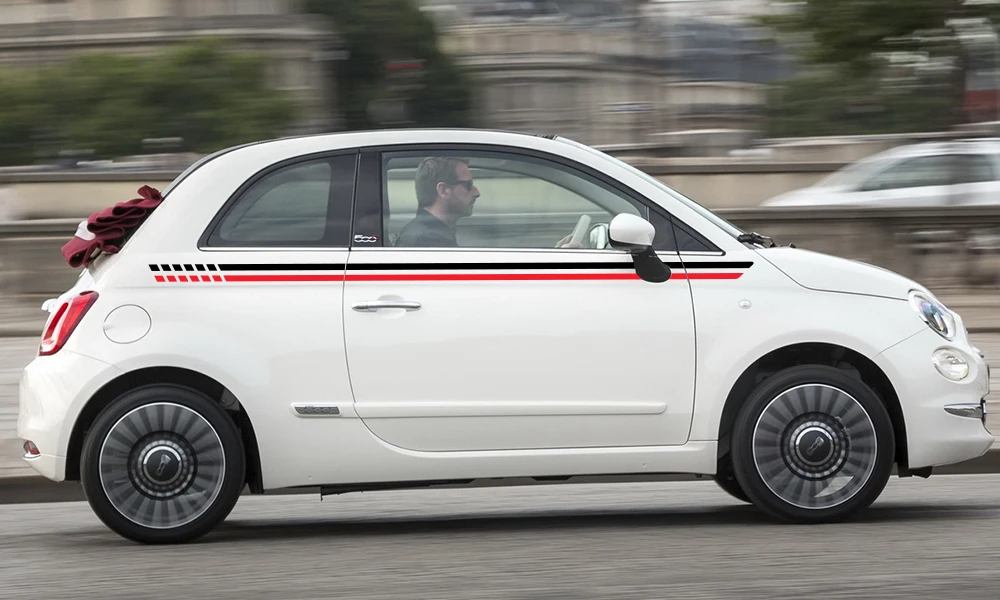 2 шт. для Fiat 500 автомобильные длинные боковые полосы наклейки Виниловая пленка Авто DIY Стайлинг декоративные наклейки автомобильные принадлежности для тюнинга