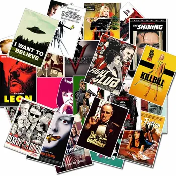 

25pcs Classic Movie Stickers For Luggage Laptop Art Painting Kill Bill Pulp Fiction Poster Stickers Waterproof Skateboard Toy