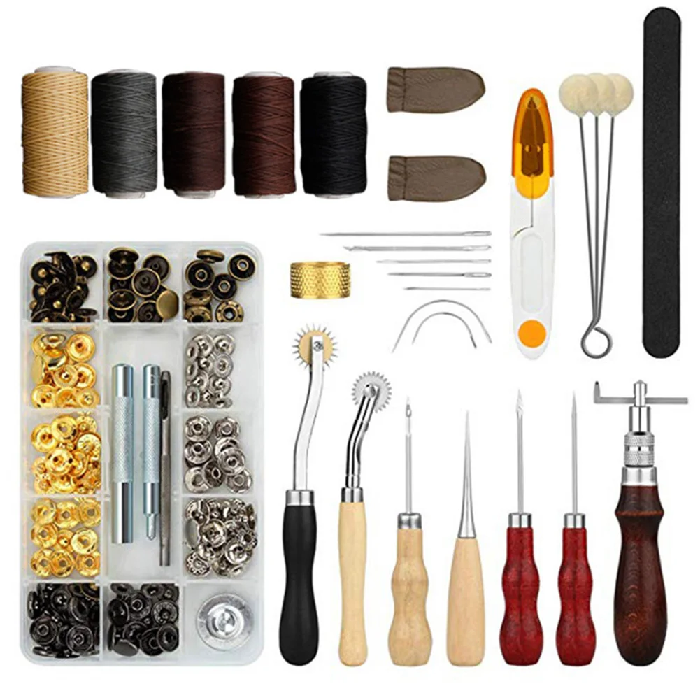 46Pcs/set Sewing Tools DIY Faux Leather Craft Tools Handmade Leather Tool Set SLC88 - Цвет: As shows
