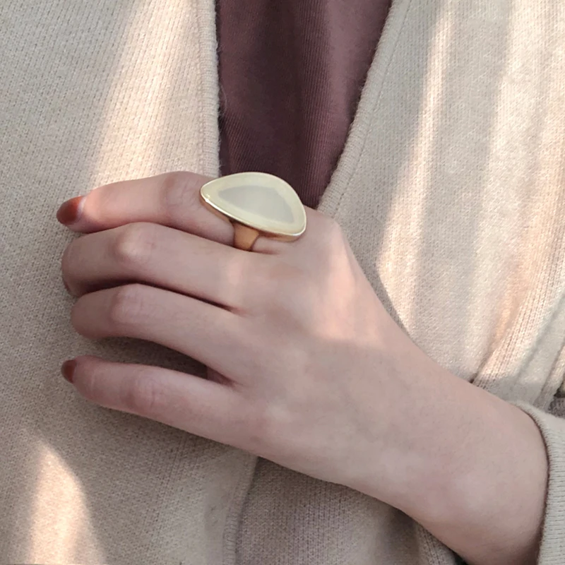 Peri'sBox 2 вида конструкций, Темные деревянные кольца для женщин, Необычные золотые геометрические кольца, массивные кольца большого размера, повседневные ювелирные изделия