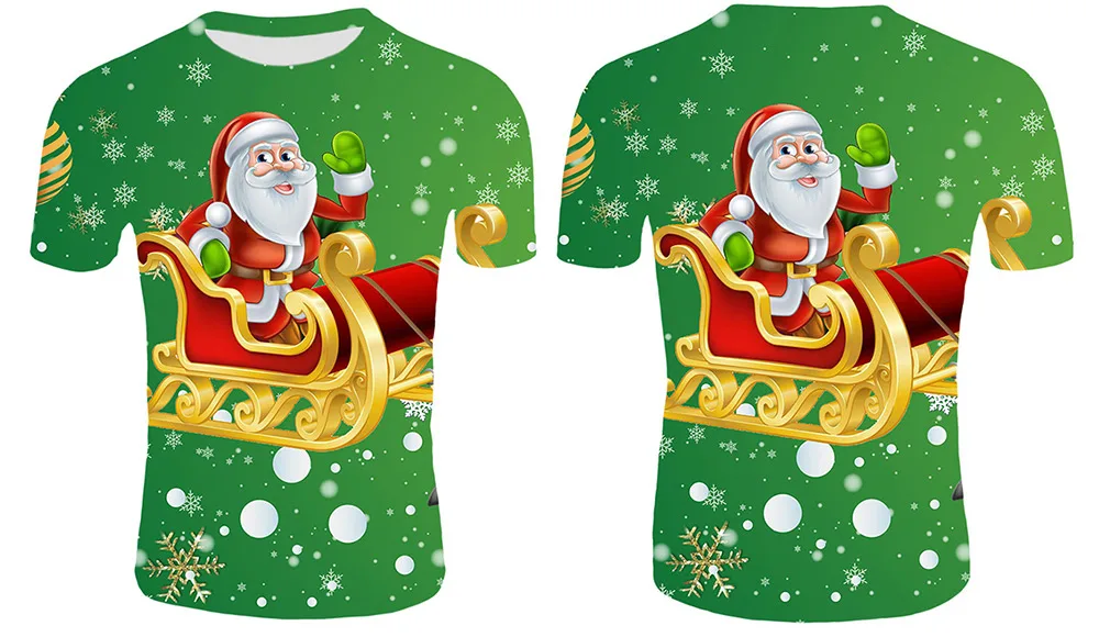 Модные футболки с рождественским узором, мужские Забавные футболки с принтом Санта-Клауса, повседневные 3d футболки, вечерние футболки со снеговиком, одежда с коротким рукавом