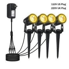 4 шт. Светодиодный прожектор для сада с шипами, водонепроницаемый COB Светодиодный прожектор для ландшафта, 110-240 В, вилка стандарта США/Великобритании, 15 Вт, 3000 K, дорожка для двора, Ландшафтная лампа