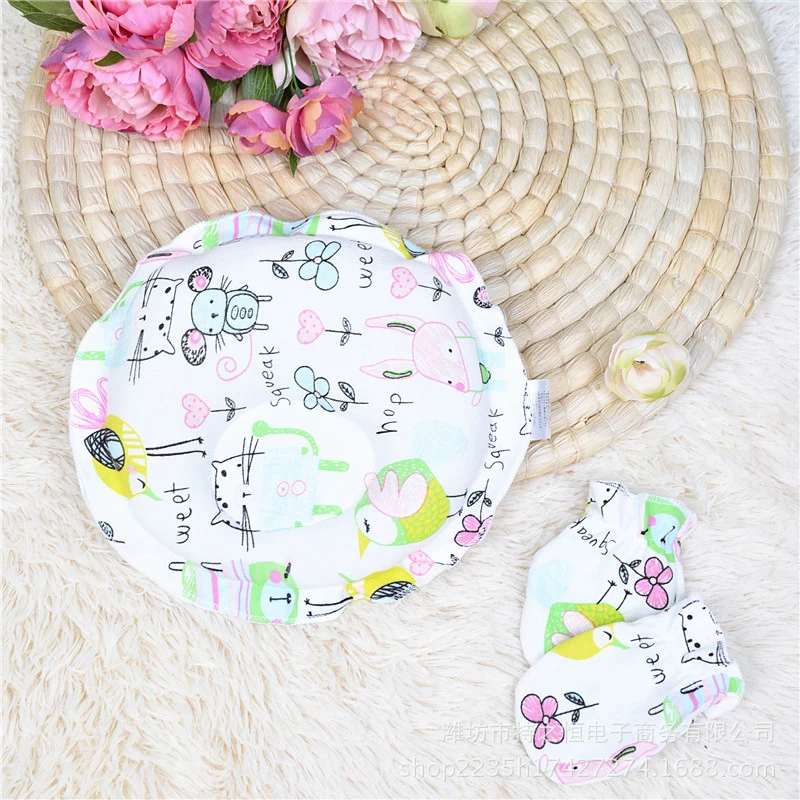 Infant Pillow Head Positioner Baby Sleep Pillow Cotton Newborn Head Support 0-12 Month Bedding Printing