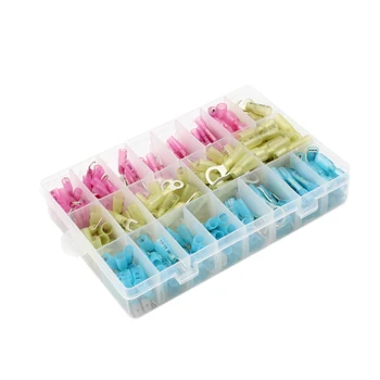

270 PCS Insulated Electrical Crimp Heat Shrink Wire Connectors Marine Automotive Copper Butt/Ring/Hook/Fork/Spade Disconnect Ter