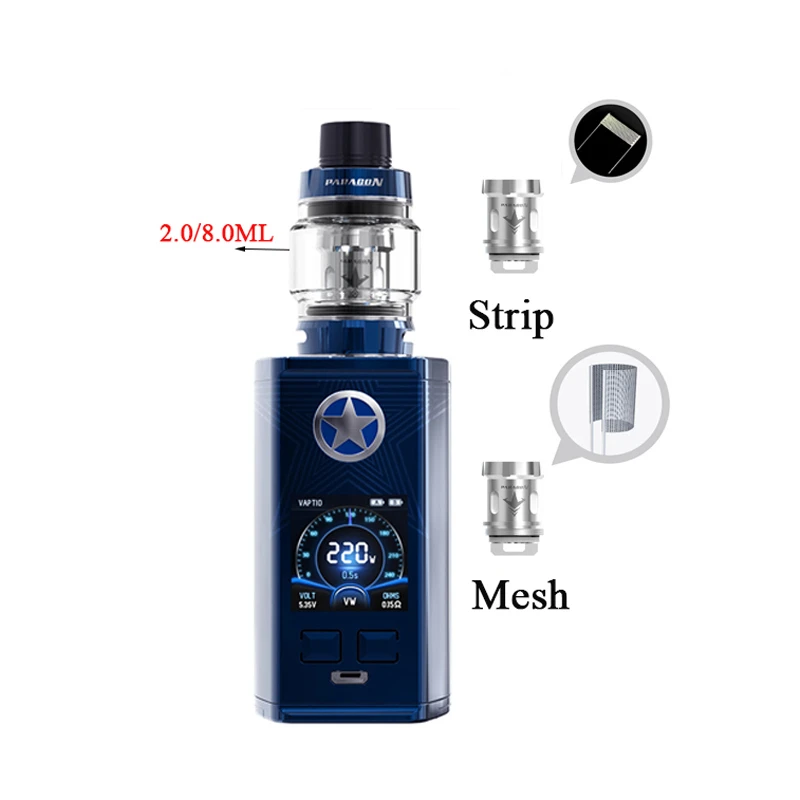 Электронная сигарета Vaptio capт Paragon Kit с атомайзером 8 мл 220 Вт испаритель без