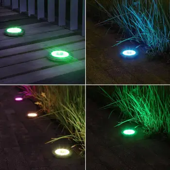 

8 LED Solar Power Buried Light Waterproof Intelligent Control Under Ground Lamp Floor Lawn Colorful Floodlight Garden Decoration