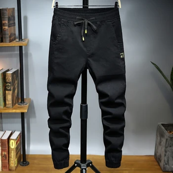 

Large size 6XL 5XL jeans black gray men's man plus harem pants elastic stretch Slim feet trousers Beam feet Loose ankle pants