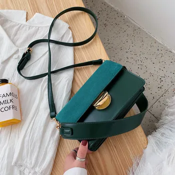 

Scrub Leather Contrast Color Crossbody Bags For Women 2019 Shoulder Messenger Bag Lady Winter Handbags and Purses