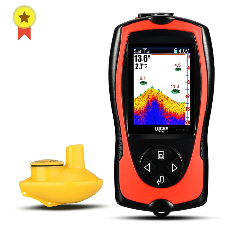 LUCKY Ecoscandaglio 100 M Profondità Sonar Trasduttore 2-in-1 Cavo e
