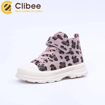 

Clibee 2020 Girl Autumn Winter Boots Children Fashion Leopard Casual Boots with Anti-Collision Toe Cap Kids Rubbler Ankle Boots