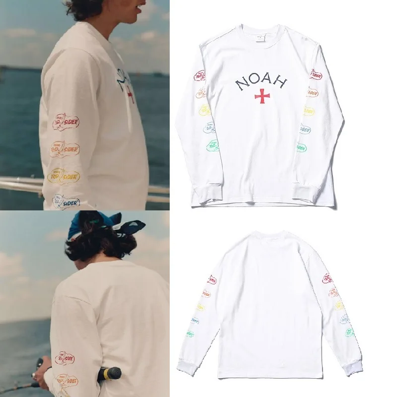 

19ss NOAH T Shirt Women Men Couple Lovers Streetwear Harajuku Long Sleeves Casual T-shirt Hip Hop TEE Rainbow SHOP NOAH Tshirt
