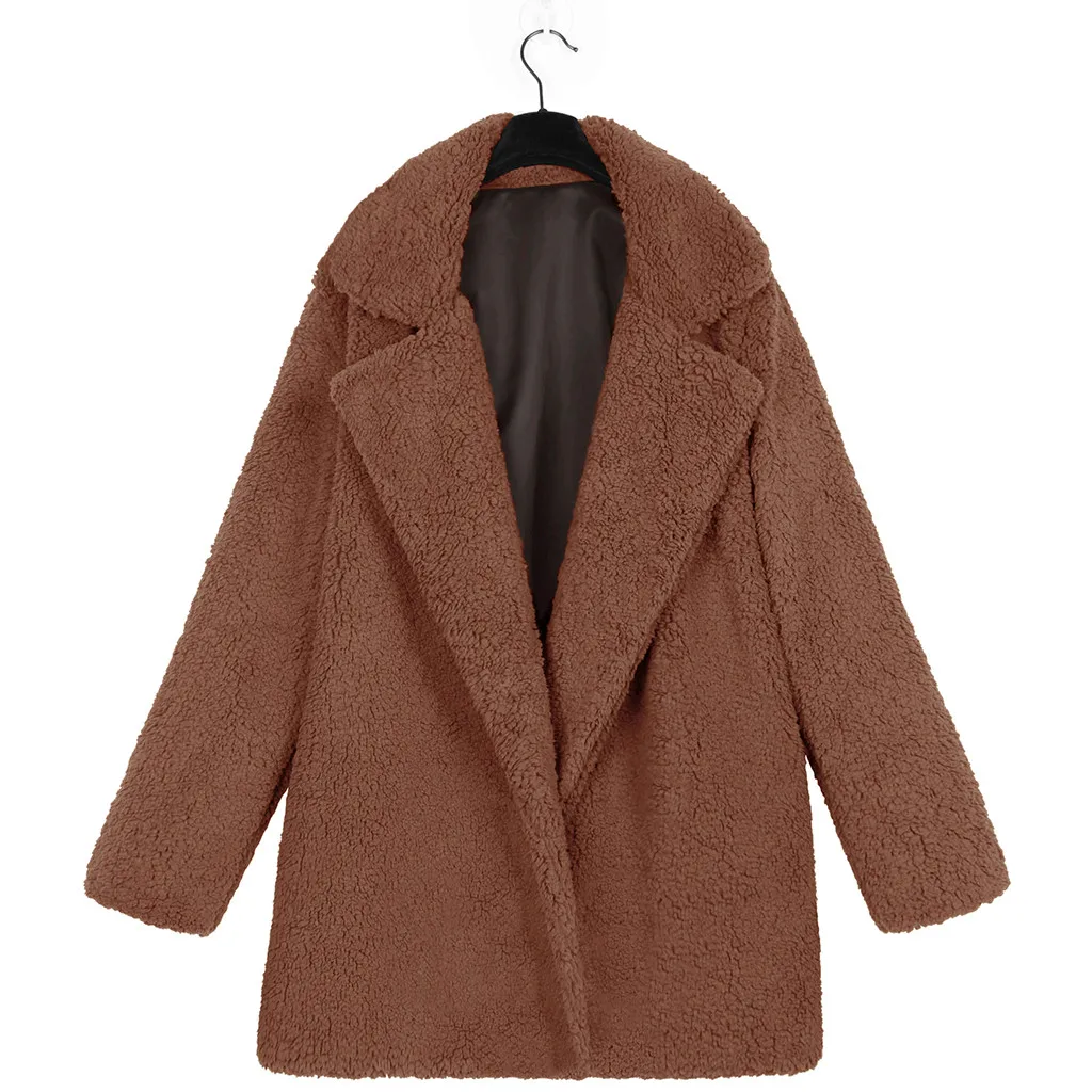 KANCOOLD/пальто в минималистическом стиле; женская теплая верхняя одежда из искусственного меха; зимние однотонные пальто с отложным воротником и куртки для женщин; 2019Sep20