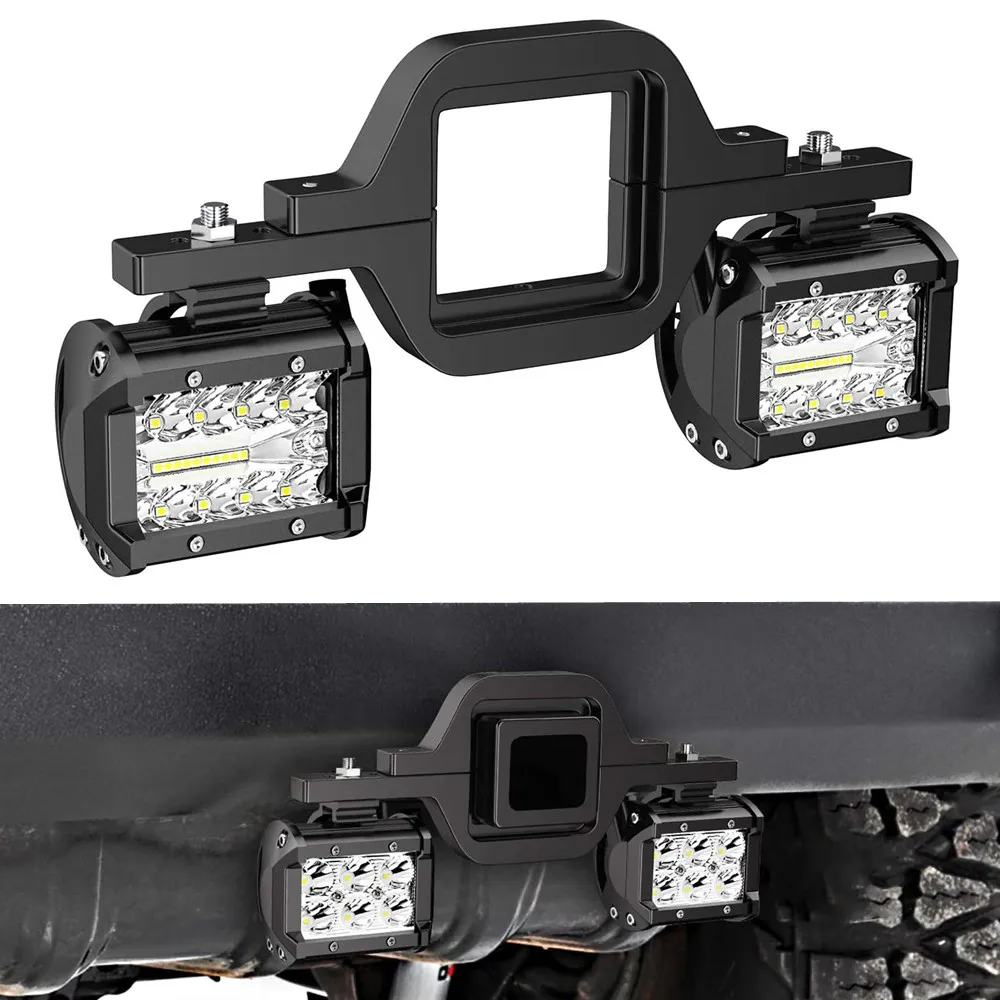 

4Inch 60W Led Light Bar + Tow Hitch Mount Brackets Backup Reverse Lights Rear Search Lighting For Pickup ATV SUV Truck Trailer