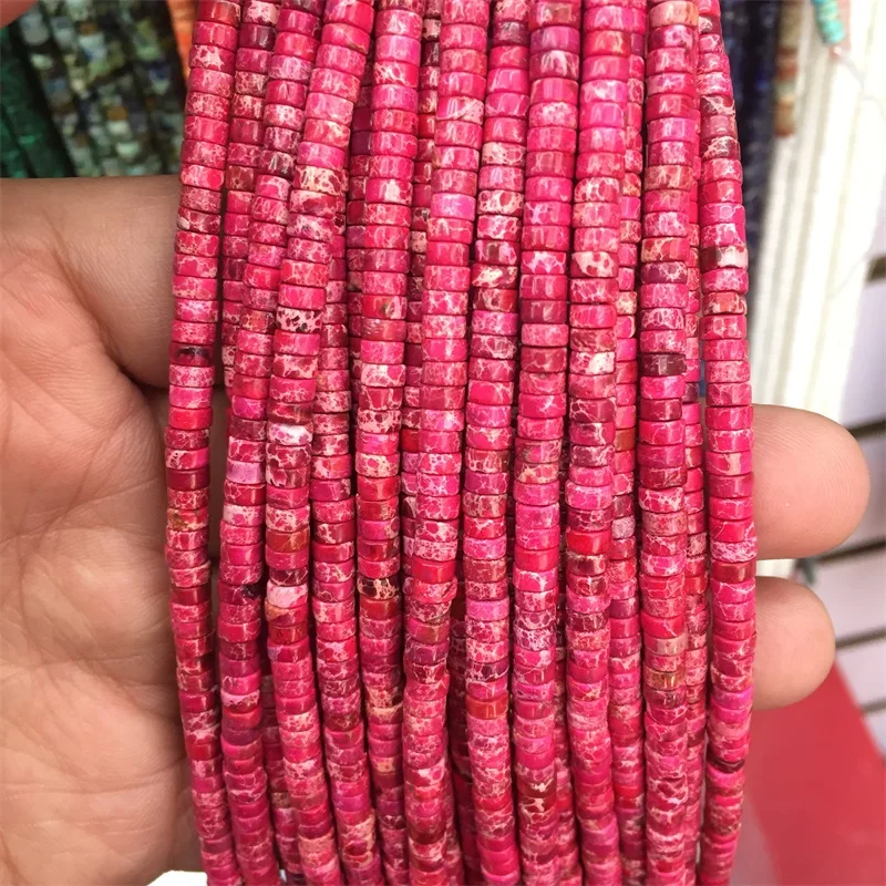 Hot Pink Sea 2*4 мм натуральные бирюзовые бусы из камня амазонита рассыпчатые бусины Heishi для рукоделия ювелирных изделий Аксессуары для браслетов - Цвет: Hot Pink Sea