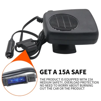 

12V Portable Vehicle Fogbroom Warming Cooling Air Fast Defrosting + Fuse Double-sided Tape Installation 1.55 Meters Wire