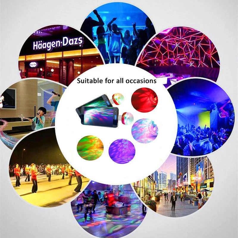 Мини USB RGB светодиодный диско-сценический светильник ing Ball DJ Хрустальный Магический светильник для дома неоновые вечерние магический шар сценический светильник для мобильного телефона