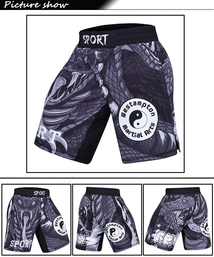 Новые фирменные мужские боксерские штаны с принтом BJJ MMA шорты для кикбоксинга Fight Grappling Короткие панды Муай Тай боксерские шорты Санда шорты