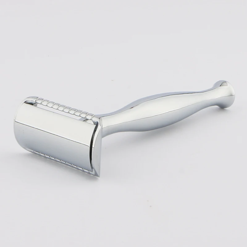 

HAWARD Safety Razor For Men Closed Comb Double Edge Zinc Alloy Classic Manual Shaver Long Handle Silver Shaving Razor 10 Blade