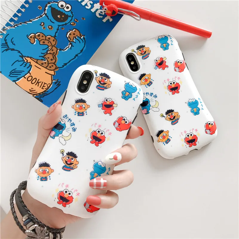 JAMULAR Cartoon Sesame Street Cookie Elmo Fitted Case For iPhone 11 Pro XS MAX XR X 7 8 Plus 6 6s Slim Soft IMD Phone Cover | Мобильные