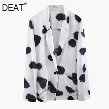 

DEAT 2020 spring And Witner New Fashion Long Pants Turn-down Collar Collar Full Sleeves Inks Printed Jacket Female WJ01200L
