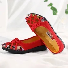 Для женщин лоферы, балетки обувь на платформе Повседневное водонепроницаемые мокасины со шнуровкой; летняя парусиновая Женская обувь в китайском стиле Стиль